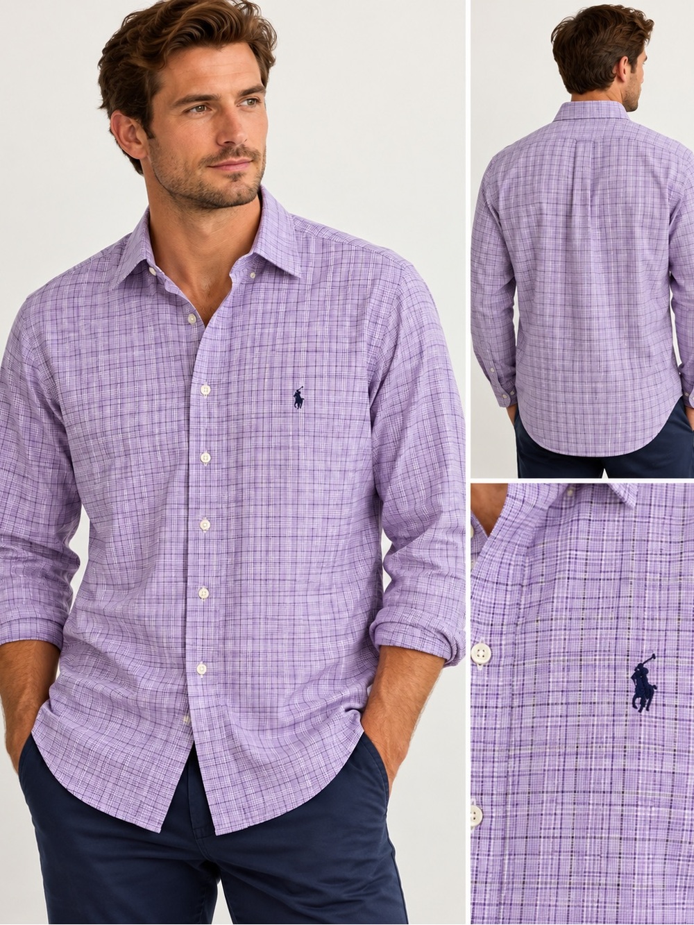 Polo Ralph Lauren Classic Westerton Plaid Button Down Shirt Purple XXL